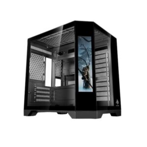 CASE EAGLE WARRIOR CG01KVRA001C MINI TOWER SIN VENTILACION INCLUIDA CON VIDRIO TEMPLADO LATERAL SIN FUENTE CON PANTALLA DE 9.16" NEGRO
