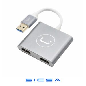 HUB UNNO TEKNO HB1102SV USB-A 2 PUERTOS HDMI PLATEADO