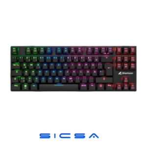 TECLADO GAMING RGB SHARKOON PUREWRITER MECÁNICO ALÁMBRICO USB INGLÉS SWITCH AZUL 4044951021482 NEGRO NEGRO