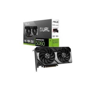 TARJETA DE VIDEO ASUS DUAL-RTX5060-O8G GEFORCE RTX 5060 8GB GDDR7 OC EDITION 2535MHZ 90YV0N12-M0AA00 NEGRO / PLATEADO