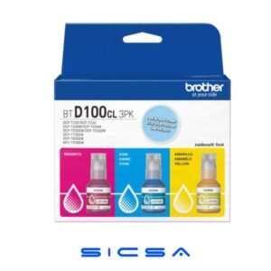 Brother. Tintas Color Negro BTD100BK Alta Calidad Tintas Color Cian Magenta Amarillo BTD100CL3PK Vibrantes